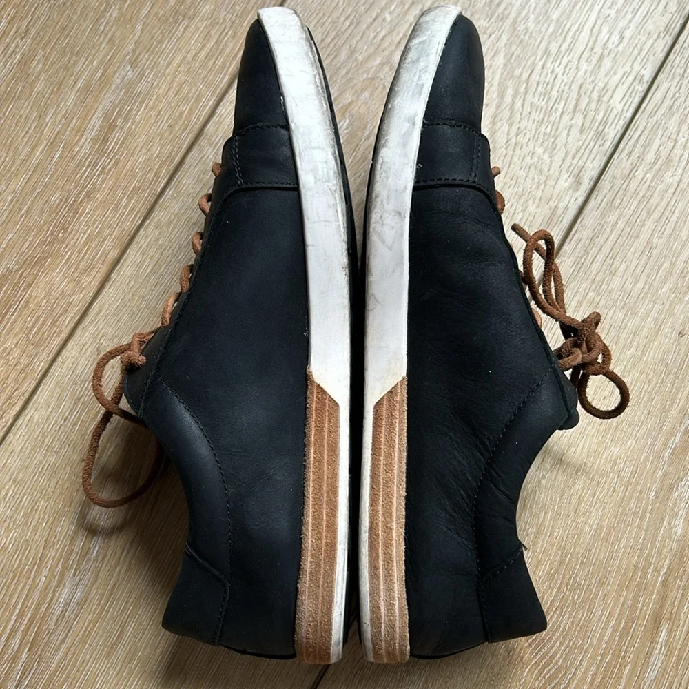 KORK-EASE Paislee Sneaker Women's Size 8 Black Leather Slip-On Cork Inso…